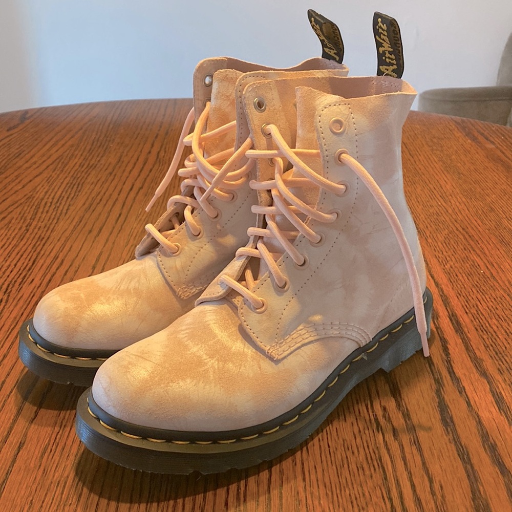 Doc Martens Pink tie dye boots.